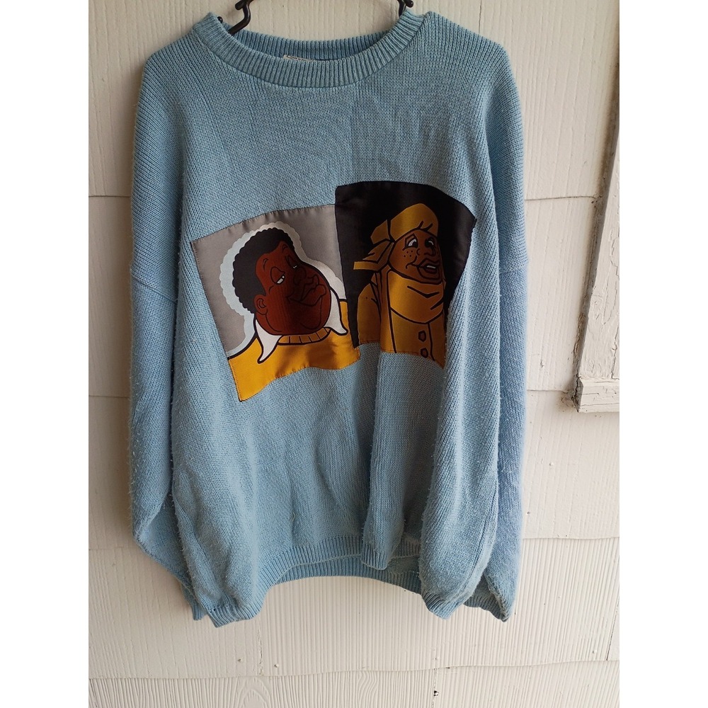 Fubu‎ Platinum Fat Albert And Russell Tight Knit XXL Mens Sweater Oversized Blue